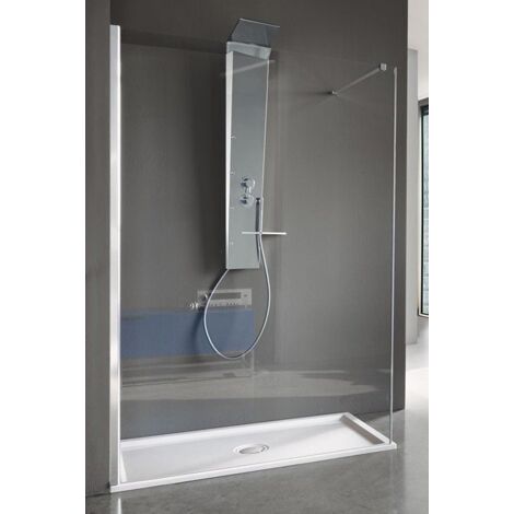 Samo - Paroi de douche d'angle rectangulaire 98-100 cm profilé chromé brillant verre transparent - Open Shot