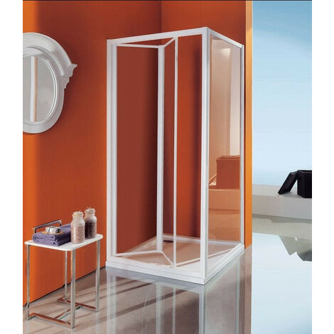 Samo - Porte de douche pliante 69 - 73 cm profilés blanc verre transparent - CIAO