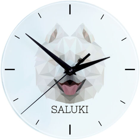 Samojede, Samojede, Samojedskaja - geometrische Wanduhr mit Bild und Aufschrift von Art-Dog