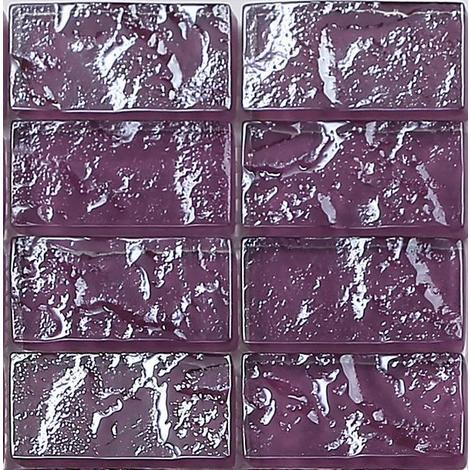 main image of "Textured Lava Purple Brick Bathroom Kitchen Feature Mosaic Tiles MT0119"