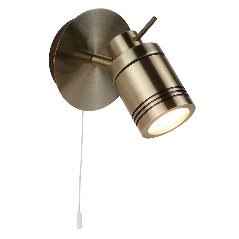 Samson - led 1 Light Bathroom Wall Spotlight Antique Brass IP44, GU10 - Searchlight