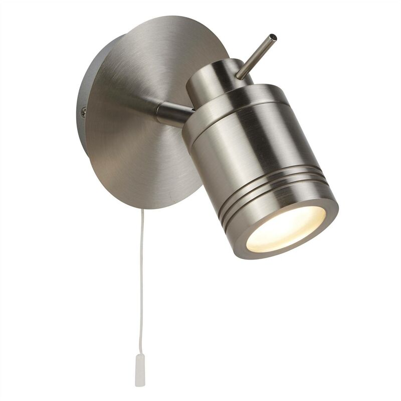 Samson - led 1 Light Bathroom Wall Spotlight Satin Silver IP44, GU10 - Searchlight