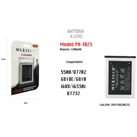 Samsung 5500 Cellulare Smartphone 1200mah Maxtech Pa-t023