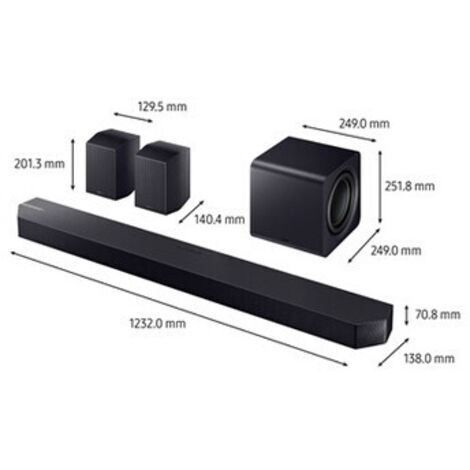 Samsung – Barre de son bluetooth 11.1.4 canaux 756 W – Dolby Atmos et DTS:X – Design noir titan – Installation facile avec kit d'accroche murale