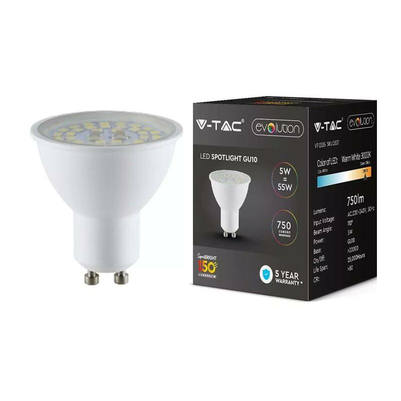 Image of LED LAMPADINA SAMSUNG CHIP GU10 5W TRASPARENTE 3000K 110 160LM/W - Luce CALDA