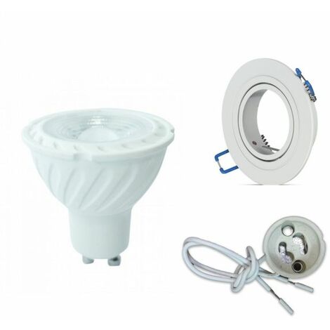 Samsung Kit V-TAC Portafaretto orientabile + Portalampada + Faretto LED GU10 6,5W 3000K foro 75mm - 192 - 3599 - 3423