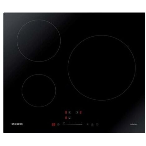 Samsung – Plaque induction 60cm 3 foyers 7200W vitrocéramique – Commande tactile LED – Fonction Boost – NZ63M3707AK