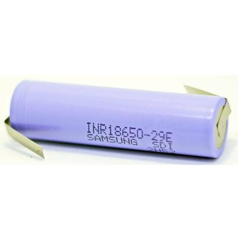 Samsung – Pile rechargeable 18650 2900 mAh – Technologie Li-Ion – Tension 3.6V – Cosses à souder Z – Température de fonctionnement -20°C à +60°C - INR18650-29E