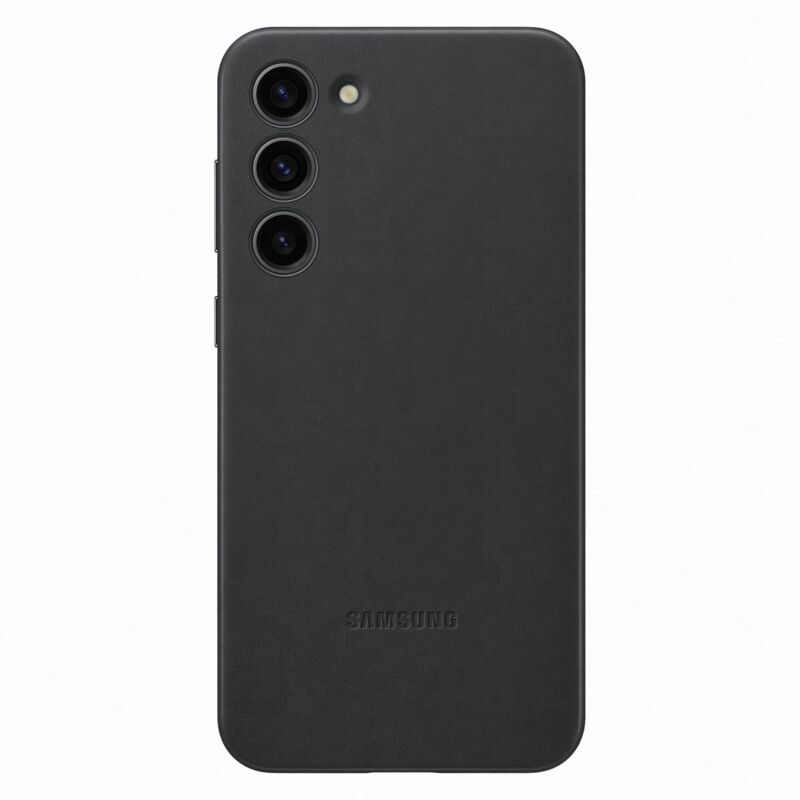 Image of Cover in pelle per Samsung Galaxy S23+, nera, realizzata in pelle naturale