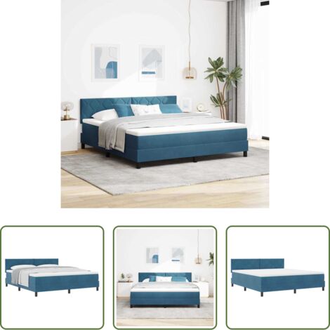 Samt -  Boxspringbett mit Matratze Dunkelblau 180 x 200 cm Samt