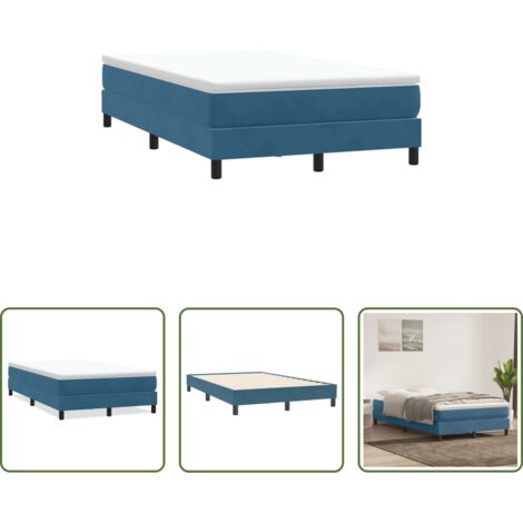 Samt -  Boxspringbett ohne Matratze Dunkelblau 120x210 cm Samt