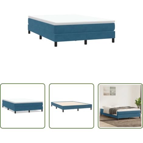 Samt -  Boxspringbett ohne Matratze Dunkelblau 160x210 cm Samt