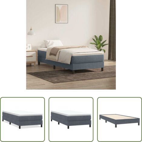 Samt -  Boxspringbett ohne Matratze Dunkelgrau 100x220 cm Samt