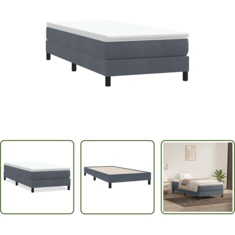 Samt -  Boxspringbett ohne Matratze Dunkelgrau 80x210 cm Samt