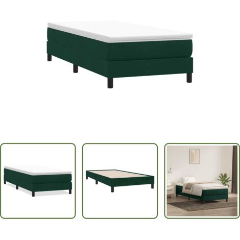 Samt -  Boxspringbett ohne Matratze Dunkelgrün 90x210 cm Samt