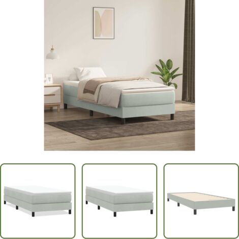 Samt -  Boxspringbett ohne Matratze Hellgrau 100x220 cm Samt