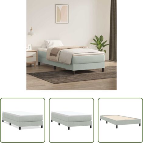 Samt -  Boxspringbett ohne Matratze Hellgrau 80x220 cm Samt