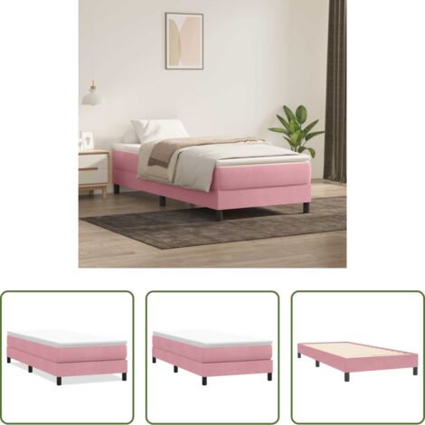 Samt -  Boxspringbett ohne Matratze Rosa 100x220 cm Samt