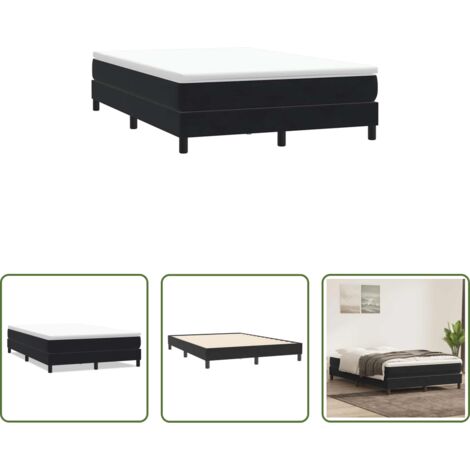 Samt -  Boxspringbett ohne Matratze Schwarz 140x210 cm Samt