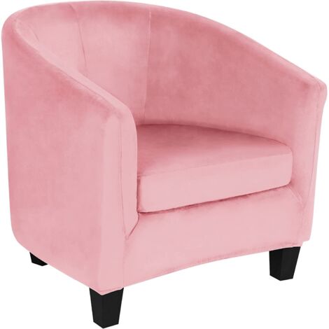 Samt-Clubsesselbezug-Set, 2-teilig, inklusive Kissenbezug, dehnbarer Sessel, Rosa