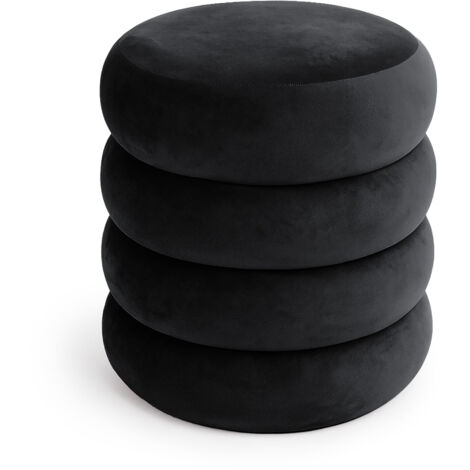 Samt-Polsterhocker mit Stauraum 42 cm SNUGGO Schwarz