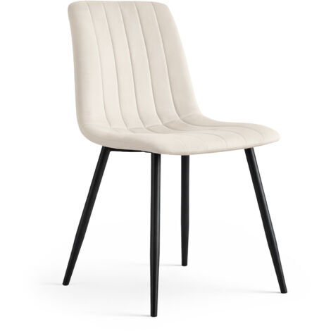 Samt-Polsterstuhl, gesteppt LIVO Beige mit schwarzen Beinen