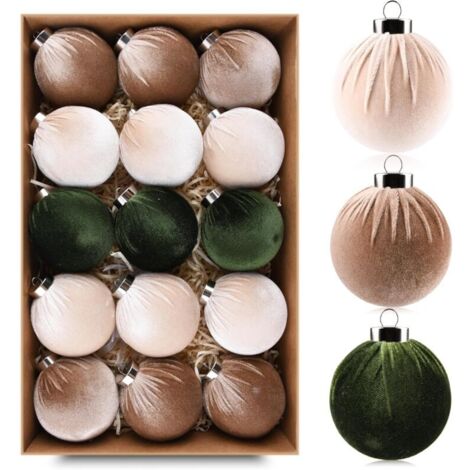 Samt-Pompons für Weihnachtsbäume, grün, 6 cm, 15er-Packung, Weihnachtsdekoration, Baumschmuck, Plüsch-Pompon-Anhänger
