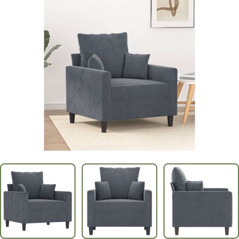 Samt -  Sessel Dunkelgrau 60 cm Samt