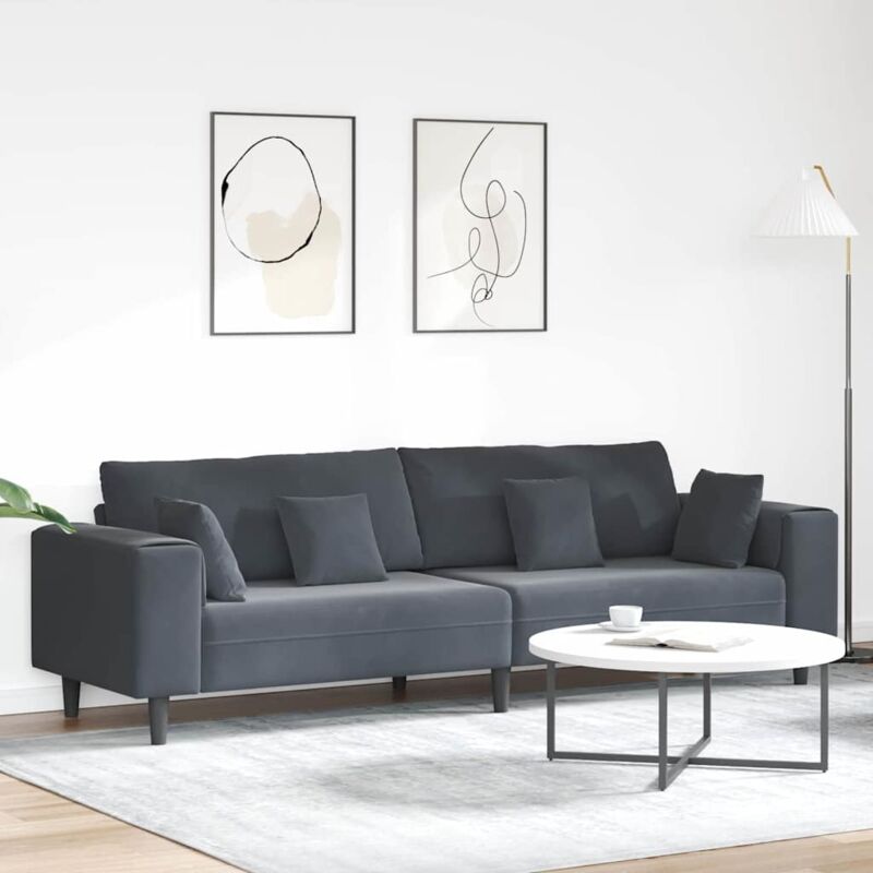 Samt Sofa Mit Kissen Dunkelgrau 208 Cm Samt Vidaxl