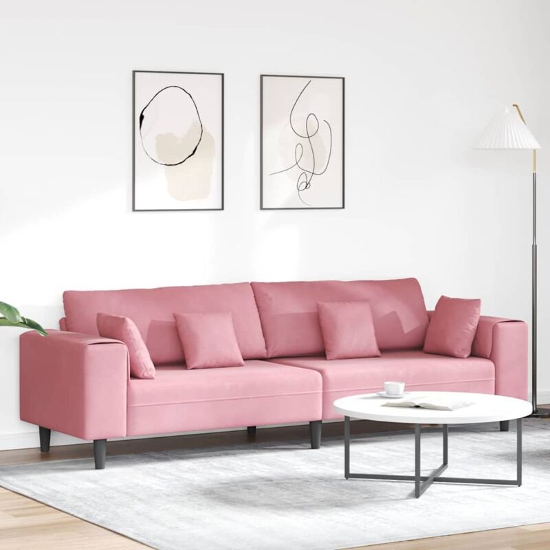 Samt Sofa Mit Kissen Rosa 209 Cm Samt Vidaxl
