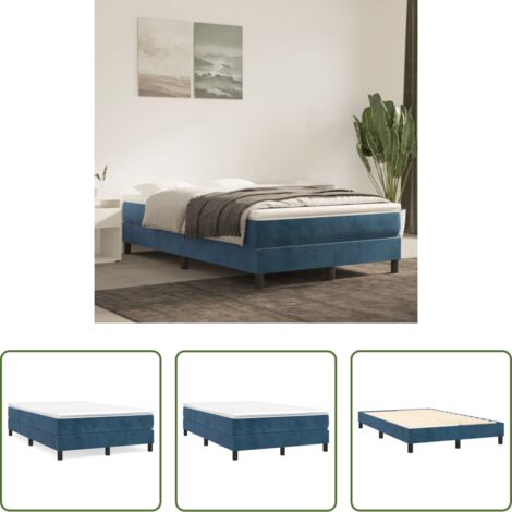 Samtbettgestell -  Boxspringbettgestell Dunkelblau 120x200 cm Samt