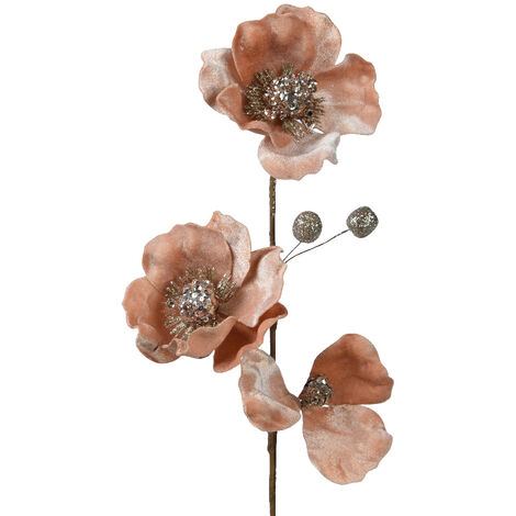 Samtblume mit Glitzer L 10 x B 10 x H 56 cm