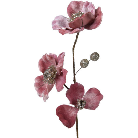 Samtblume mit Glitzer L 10 x B 10 x H 56 cm
