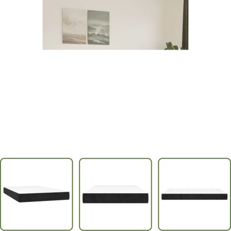 Samtmatratze -  Taschenfederkernmatratze Mittel Schwarz 120x200x20 cm Samt