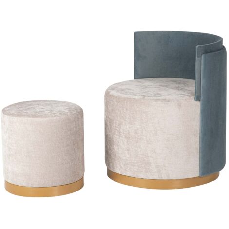 Samtsessel und Puff-Set 61X61X70 40X40X40 cm