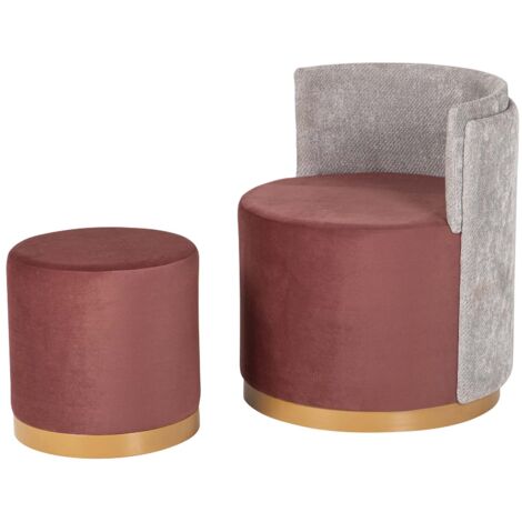 Samtsessel und Puff-Set 61X61X70 40X40X40 cm