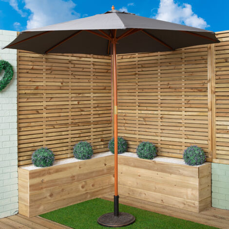 Samuel Alexander 2.7m Outdoor Wooden Garden Parasol Sun Shade with Carry Bag in Grey