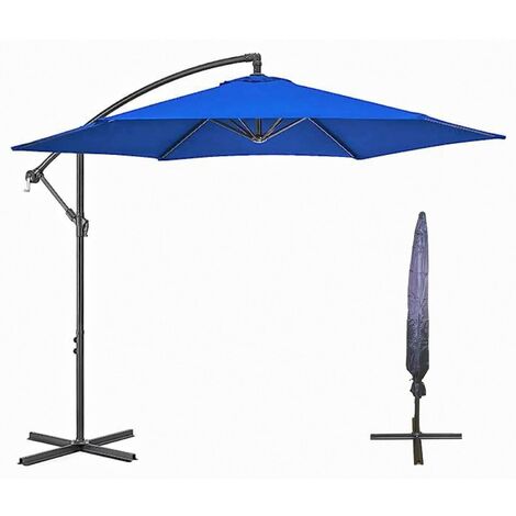 Samuel Alexander 3m Cantilever Parasol in Blue with Crank Handle for Patio Garden Banana Parasol with UV Protection Outdoor Umbrella Sun Shades for Garden
