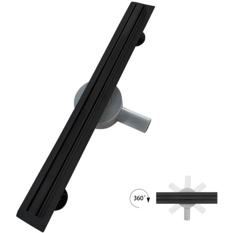 SAMY Caniveau de douche italienne étroit noir L.90 cm siphon 360°, drainage 36l/min, hauteur réglable