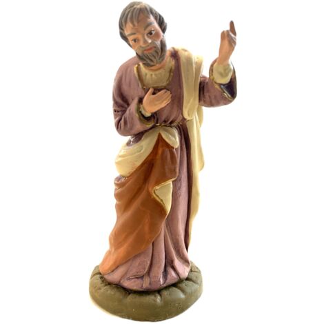 San Giuseppe statuetta in terracotta artigianale per presepe napoletano da h 10 cm