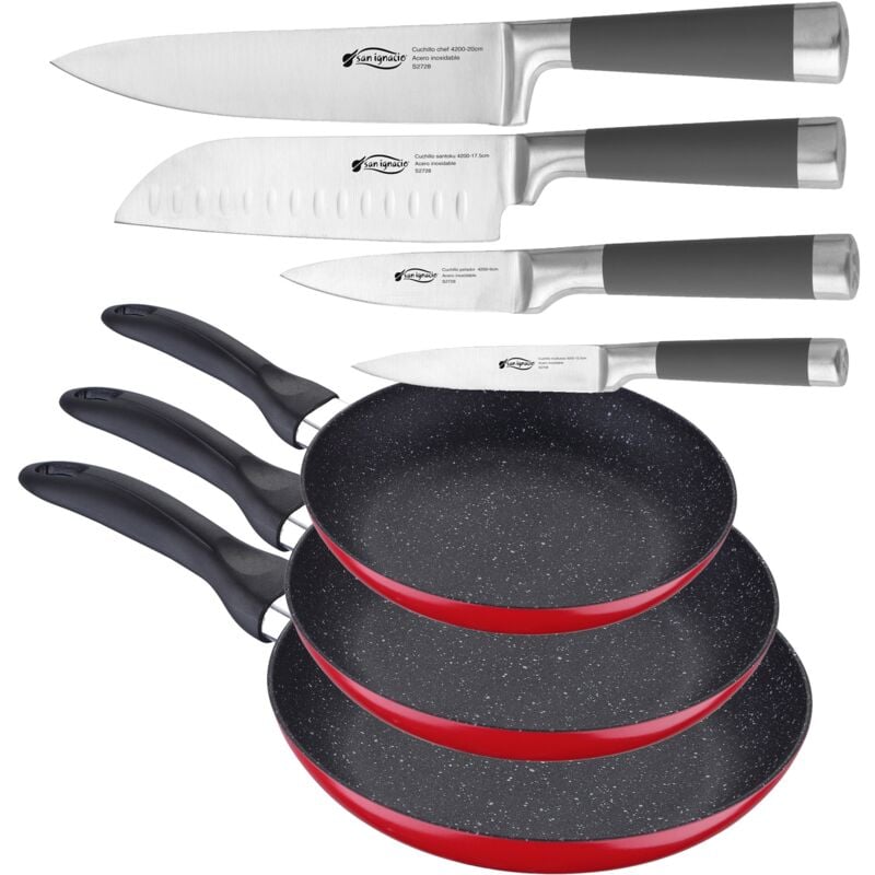 

San Ignacio - batería de cocina 5 piezas y juego de sartenes en rojo