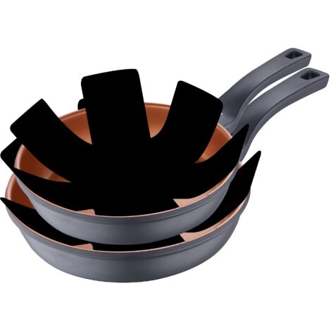 SAN IGNACIO Bronze  Set di Padelle  Set di 2 Pezzi di 20 e 24 cm di Diametro e 2 Protettori Padelle  Prodotti in Alluminio Pressofuso  Padelle Antiaderenti  Adatte per Tutti i Piani Cottura
