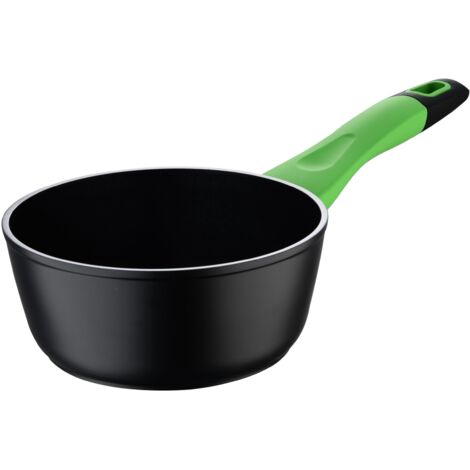 SAN IGNICO VITORIA - FACCHPANA 33 CM - ALUMINIO FORGATO - MANUATO NERO INTERNO - OUTDOOR IN NERO - INDUZIONE TOTALE - MANGO NERO CON VERDE - facile da lavarsi