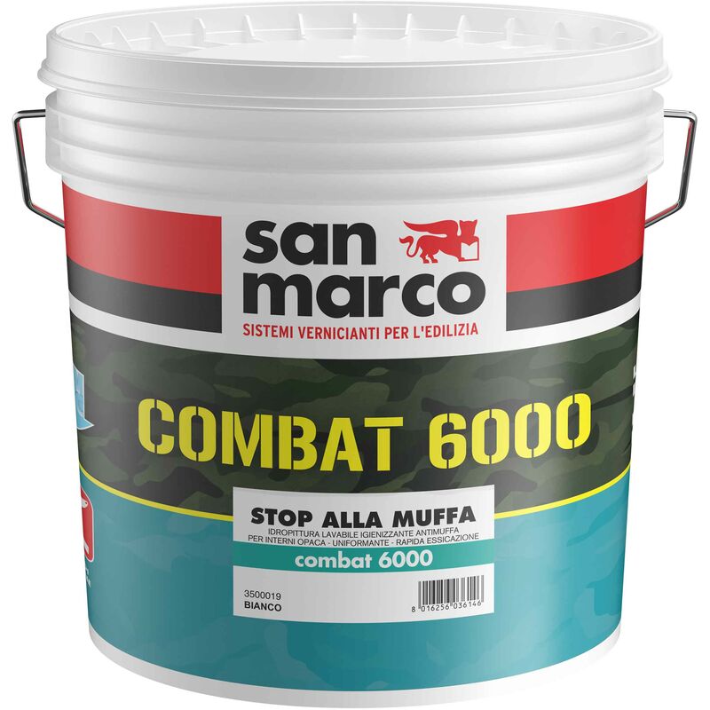 San Marco Combat 6000 Pittura Lavabile Antimuffa Per Interni Bianca...