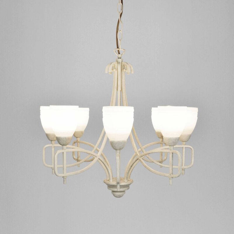 San Marino 8 Bulbs Hanging Lamp Tex / pewter / frosted glass