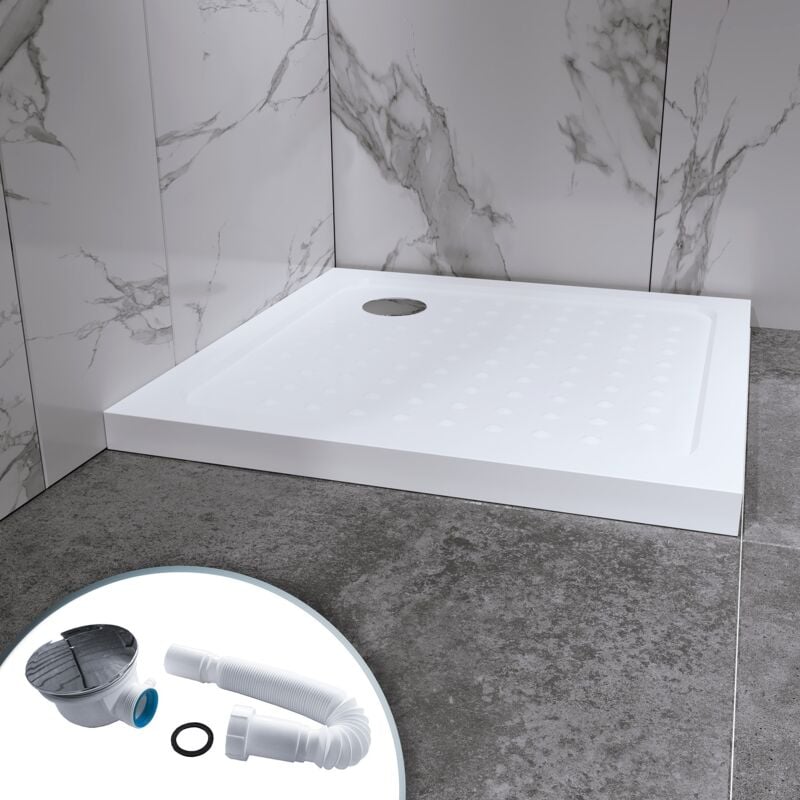 SANA Receveur de douche 80 x 80 cm Blanc + bonde et siphon inclus