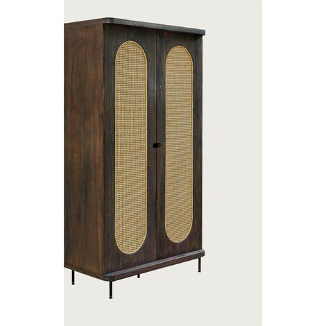 Armoire en bois 2 portes cannage en rotin TIRIA - Naturel - Veo shop