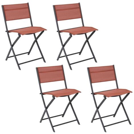 SANAE - Lot de 4 Chaises de Jardin Pliantes terracotta