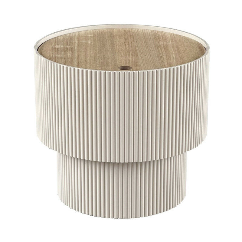 Table d'appoint avec rangement en bois ø38,5cm - Beige - sand i