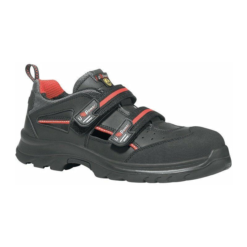 

U.power - Sandalia de seguridad Roble talla 47 cuero negro / rojo S1P SRC ESD EN 20345